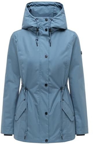 MARIKOO Damen Jacke (XS-3XL) - feste Kapuze, verstellbare Taille, 3 Taschen - N124