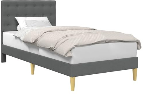 vidaXL Bettrahmen mit Kopfteil Dunkelgrau 100 x 200 cm Stoff, Bezahlbarer, rechteckiger Bettrahmen mit Sperrholz-Kopfteil, ideal für Dein minimalistisches Schlafzimmer