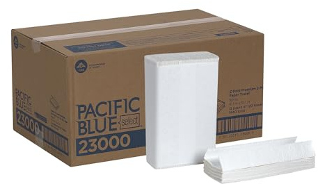 Pacific Blue Select by Georgia-Pacific PRO C-Fold Premium 2-Ply Paper Towels, White, 3.6” Folded Width, 120 Towels Per Pack, 12 Packs Per Case, 23000