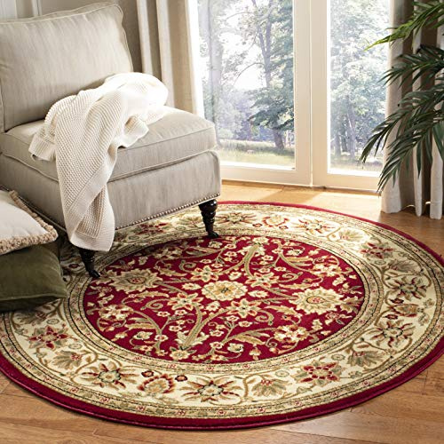 SAFAVIEH Lyndhurst Round Rug 8', Red & Ivory LNH212F