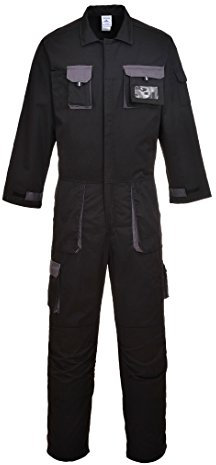 Portwest Buzo Bicolor Portwest Texo Contrast, Tamaño: S, Color: Negro, TX15BKRS