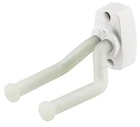 K&M 16280 Universal Gitarren-Wandhalter Weiß - Beweglicher Bügel - Für alle Kopfplatten geeignet