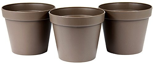 3-er Set Blumenkübel Blumentopf Pflanzkübel Pflanztopf Braun 3 x 19 cm