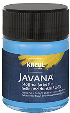 KREUL 91964 - Javana pintura para tejidos claros y oscuros, bote 50 ml azul claro, color brillante a base de agua, carácter pastoso, para estampar y estarcir