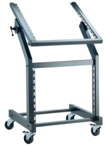 K&M 42020 Rack Wagen Schwarz Stahl – für 19 Zoll Equipment und 21 HE – sicherer Transport – mit Bremsen