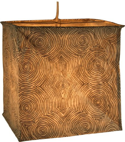 GURU SHOP Quadratische Papier Hängelampe, Papierlampenschirm Annapurna, Handgeschöpftes Papier - Weiß/Muster, 25x24x24 cm