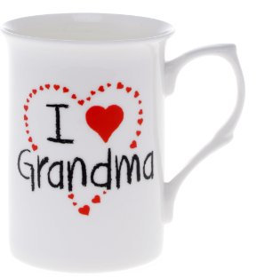 Kirsty Jayne China- Bone China 10 Fl Oz I Love Grandma Beaker Mug, Cup Packed in A KIRSTY JAYNE CHINA Gift Box