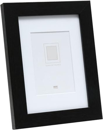 DEKNUDT FRAMES Bilderrahmen mit Passepartout - Schwarz - S66KF2 P1 20x25cm für Bild 15x20cm - Bilderrahmen Holz MDF - Bilder aufhängen oder ausstellen