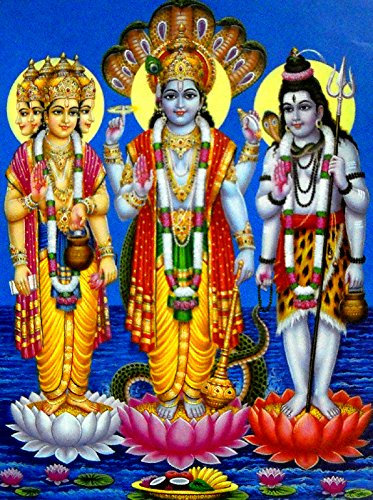 Crafts of India The Trio Brahma, Vishnu, Mahesh Poster-Reprint on Paper-(20X16 inches)