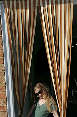 Heavy Duty Bug Blind/Fly Blind-90cm wide -Complete With Screw In Fitting Hooks For Wooden Door frame. (OLD GOLD/CREAM)