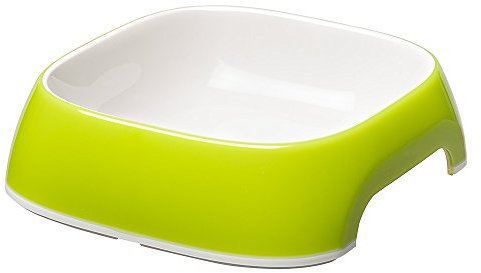 Ferplast Dog Bowls GLAM, Non-Slip Rubber Base, Food and Water Plastic Bowl Easy to Clean, 0,75 Liter, Green