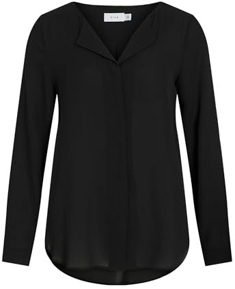 Vila Clothes Damen VILUCY L/S Shirt - NOOS Bluse,per Pack Schwarz (Black Black),38 (Herstellergröße:M)