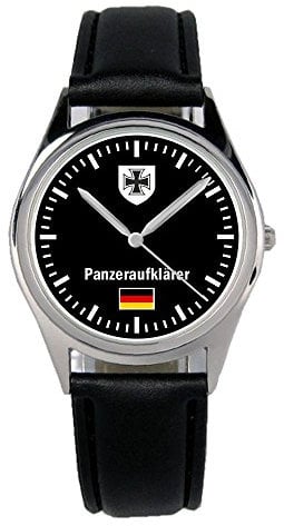KIESENBERG Armbanduhr Soldat Bundeswehr Panzeraufklärer Geschenk Artikel Idee Fan Damen Herren Unisex Analog Quartz Lederarmband Uhr 36mm Durchmesser B-1075