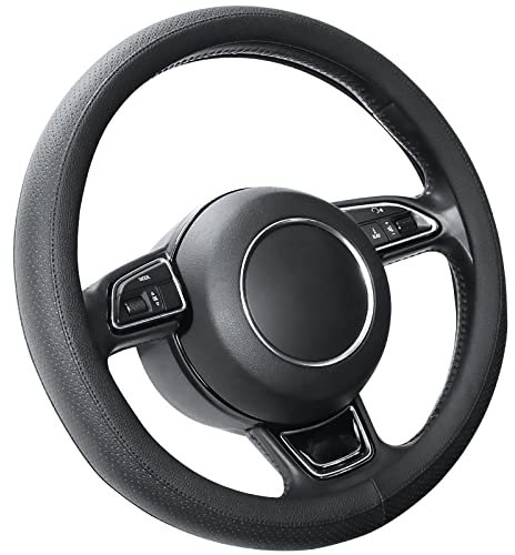 SEG Direct Lenkradbezug Auto Lenkradhülle Lenkrad Abdeckung aus Mikrofaser Leder für Prius Civic 35.5-36 cm Schwarz