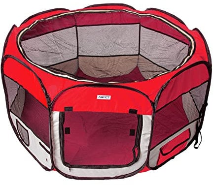 AQPET Box per Animali Cani e Gatti Cuccioli recinto Pieghevole Tessuto Impermeabile (Rosso, Rosso)