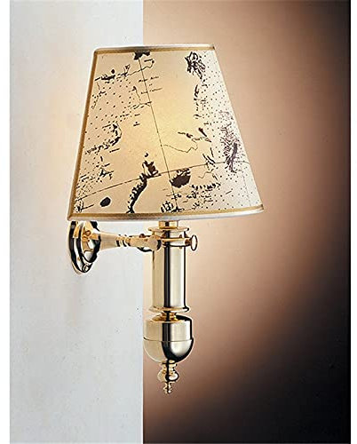 Licht-Erlebnisse Jugendstil Wandleuchte Messing Papier Schirm H:40cm antikes Design maritime Lampe Wohnzimmer Flur