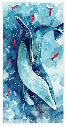 BKEOY Badetuch, Aquarell, Wal-Druck, Handtuch, Strandtücher
