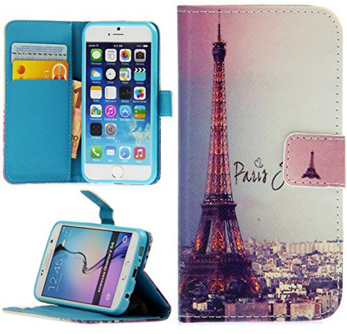 Handy Lux® Schutz Hülle Tasche Kartenfächer Flip Case Etui Cover Involto Motiv Design Hülle BookStyle für Apple iPhone 11 Pro 5,8, Eiffelturm Paris Bunt