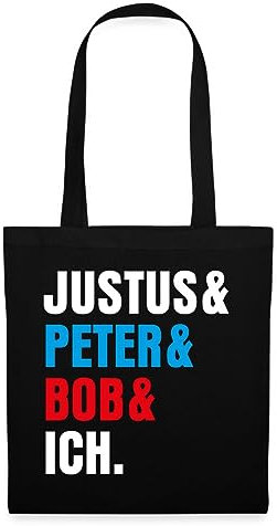 Spreadshirt Die Drei Fragezeichen Justus & Peter & Bob & Ich Stoffbeutel, One size, Schwarz