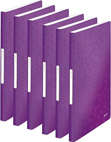 Leitz WOW Sichtbuch in A4 Format, Mit 40 Klarsichthüllen für 80 Blatt, WOW, (Purple | 6er Pack)