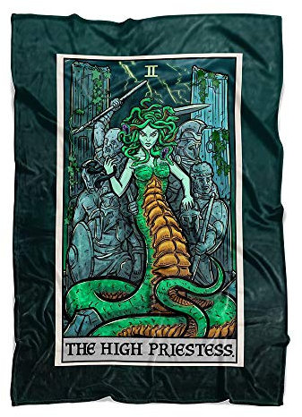 The High Priesterin Tarotkarte Überwurfdecke – Medusa Griechische Mythologie Gothic Heimdekoration (152,4 x 127 cm)