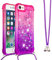 IMEIKONST Liquid Case for iPhone 6 / 6S, Glitter Shiny Sequin Sparkle Quicksands With Drawstring Choker Soft Transparent Silicone TPU Protective Bumper Cover for iPhone 8/7 / SE(2020) Pink Purple YB