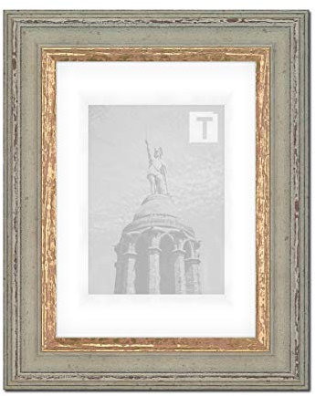 Barock-Bilderrahmen Heloise Weiß Gold 30 x 45 cm Echtglas klar 2mm Antik gescheckt Vintage