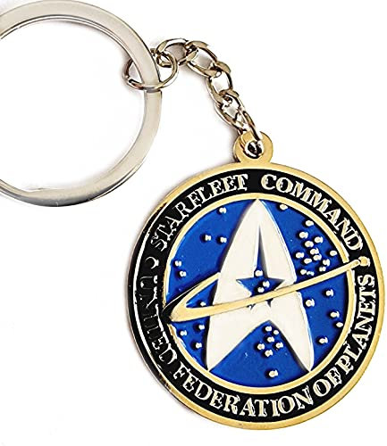 Mainly Metal ™ Enamel Keyring Trek Starflet Command 35mm Black metal Gold plate (United Federation Of Planets)