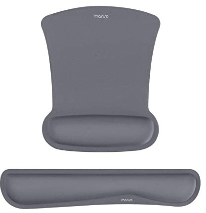 MOSISO Wrist Rest Support for Mouse Pad & Keyboard Set, Ergonomic Mousepad Non-Slip Base Home/Office Pain Relief & Easy Typing Cushion with Neoprene Cloth & Raised Memory Foam, Space Gray