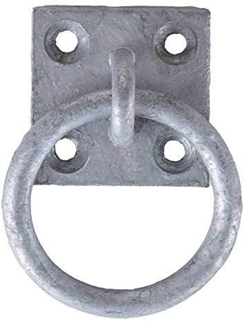 3x Anneau d’attache Ø 51 mm avec platine carrée 50 x 50 mm, acier galvanisé à chaud, anneau de fixation pour écurie remorque