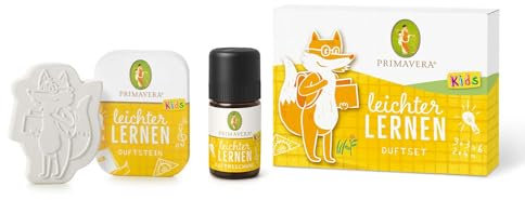 PRIMAVERA Leichter lernen Duftset, Geschenkbox Duftstein und Duftmischung, Aromaöl, Duftöl, ätherisches Öl, Aromatherapie, Geschenk, vegan