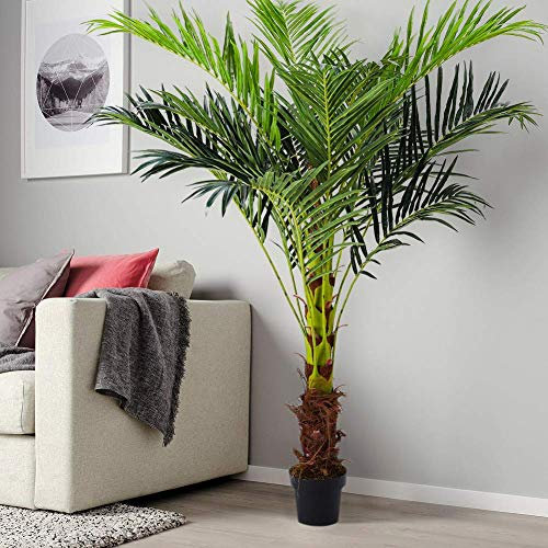 Large Artificial Plants 180cm/6ft Tall Fake Palm Tree in Pot Plastic Faux Plant for Indoor Outdoor Garden Office Home House Modern Decoration