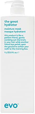 EVO the great hydrator moisture mask, Feuchtigkeitsspendende Haarmaske für trockenes und coloriertes Haar, verleiht Geschmeidigkeit, Glanz und reduziert Frizz, vegan, ohne Sulfate, 1 l