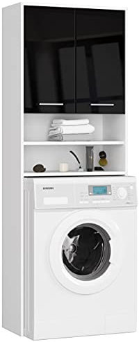 Shumee Post Badezimmer Racking FIN OBER DER Waschmaschine Weiss/SCHWARZ GLÄNZEND