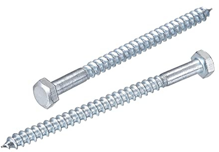 sourcing map 15pcs Sechskant Zugschrauben M8 x 120mm Kohlenstoffstahl verzinkt Halbgewinde Selbstschneidende Schrauben für Holzschrauben