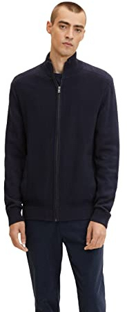 TOM TAILOR Herren Strickjacke mit Stehkragen 1032303, 13160 - Knitted Navy Melange, M