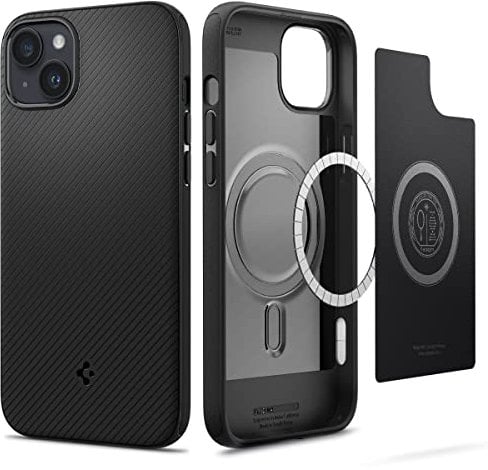 Spigen Mag Armor MagFit Case Compatible with iPhone 14 Plus Compatible with MagSafe Magnetic Case Mobile Phone Case Matte Black