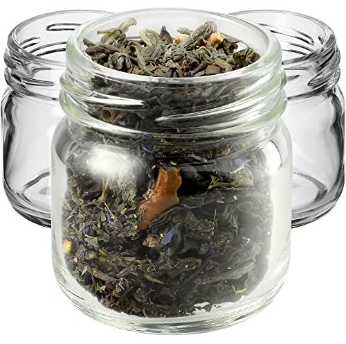 KADAX Lot de 10 mini bocaux ronds en verre de 40 ml, avec couvercle, pour dégustation, confiture, petits pots à miel, bocaux ronds (10 pièces, sans couvercle)