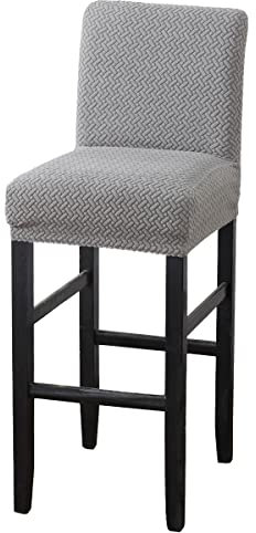 MUPOO Bar Stuhlhussen,1 Stück Stretch Jacquard Abnehmbarer Waschbarer Stuhl Schonbezug,Dining Chair Barhocker Zähler Schonbezüge Esszimmer Stuhl Schonbezug(1 Stück Hellgrau)