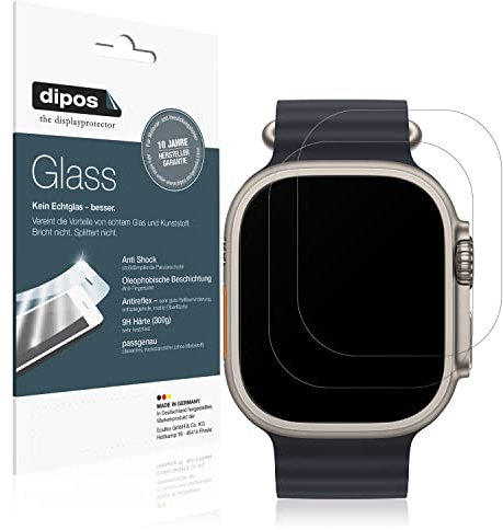 dipos I 2X Pellicola Protettiva Opaco Compatibile con Apple Watch Ultra Protezione Vetro Flessibile 9H