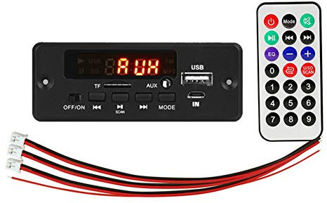 QELLON 2X25W 50W Amplificador Reproductor de MP3 Placa Decodificadora 5V-12V Bluetooth 5.0 MóDulo de Radio FM para AutomóVil Soporte TF USB AUX Reproductor Decodificador