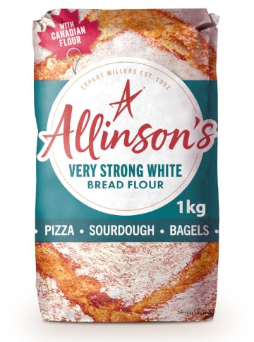 Allinson's Very Strong White Bread Flour - 1kg | Taller Loaves and Chewier Crusts - Higher Protein and Stronger Gluten - Ideal for Homemade Pizza Dough, Sourdough and Bagel