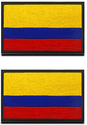 2 PCS Kolumbien Kolumbianisch Flagge Annähen Patch mit Verschluss zum Kleidung Taschen Rucksack Uniform Weste Hundegeschirr Militär Taktisch Draussen Reisen Uniform Jacke