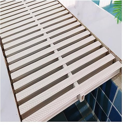 XPLKQXE Rejillas Instaladas La Parte Superior Canal Desagüe, Rejilla Rebosadero Plástico PVC, Tapa Rejilla Alcantarillado Cocina Piscina Jardín Al Aire Libre (Color : White, Tamaño : 18cm)
