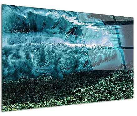 DECLINA, tableau sous-marin, décoration murale océan, impression sur verre acrylique, cadre photo plexi, photo vision sous-marine de vague, art mural marin, ambiance aquatique