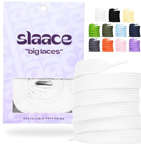 Slaace Gros Lacets de Chaussures - 18mm de diamètre pour Chaussures et Campus - Accessoires Rétro, Sport et Mode pour Baskets - Lacet Épais Résistant aux Déchirures pour Hommes, Femmes et Enfants