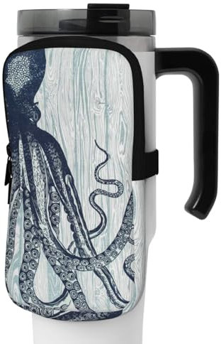 Jadery Coole Octopus Wasserflasche Tragetasche, Flaschentasche Halter, Sport Wasserflasche Zubehör für Männer Frauen Wandern Reisen Camping, Schwarz , M, Taschen-Organizer
