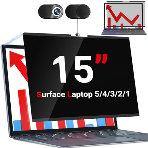 ZOEGAA Magnetische Blickschutzfolie für Microsoft Surface Laptop 6/5/5/3/2/1-15 Zoll, Abnehmbare Sichtschutzfolie Surface Laptop 5, Anti-Glare Anti-Blaulicht Privacy Screen Sichtschutz Surface