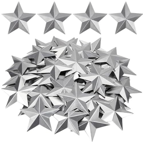 GORGECRAFT 80 Pieza 53mm Galvanizada Mini Estrella de Granero de Metal Vintage Rústico Estrella Ornamento Tridimensional Árbol de Navidad Estrella para Colgar Pared Corona de Vacaciones Decoración