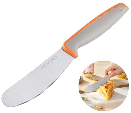 Little Cook - Cuchillo esparcidor de mantequilla de 4.7 pulgadas, esparcidor de mantequilla de sándwich, esparcidores de acero inoxidable para alimentos con borde dentado, ideal para mantequilla,